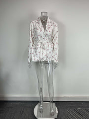 Plus Size Long Sleeve Print Tie Up Coats GHHE 29783