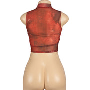 Sleeveless Print Slim Crop Top GAXB W050TP