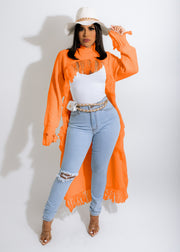 Solid Knitted Tassel Long Sleeve Irregular Sweater Top TR 1188