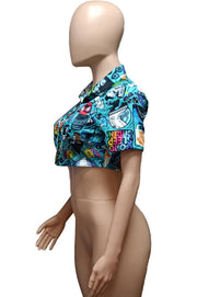 Printed Short sleeve Short Shirt QXTF 8164