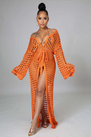 Sexy Hollow Out Long Sleevel Beach Cloak Coat OSM 4366