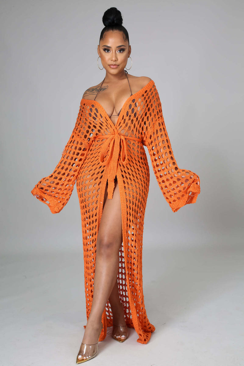 Sexy Hollow Out Long Sleevel Beach Cloak Coat OSM 4366