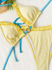 Color Block Lace Up Bikini 2 Piece Swimsuit CASF 6845