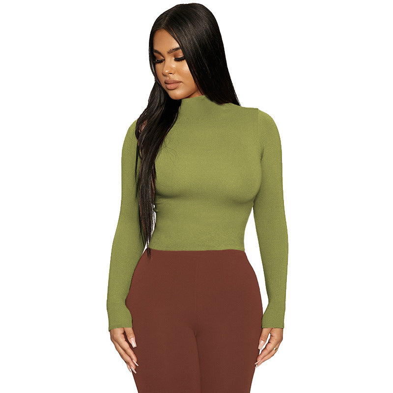 Half High Neck Long Sleeve Bottom Top GZJF 2591