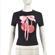 Printed Bow Tie T shirt GBTF 11041THR