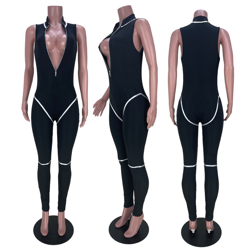 Sexy Sleeveless Zipper Jumpsuit MDF 5300