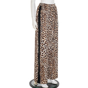 Leopard Print Patchwork Casual Straight Pants MXBF J25PT275