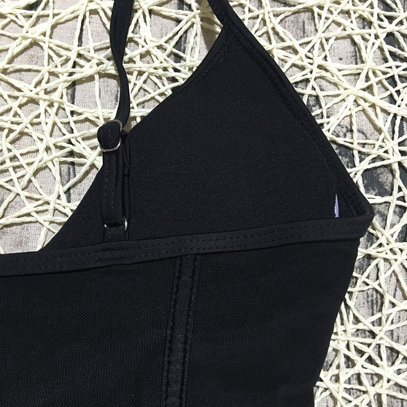 Black Mesh Sexy Bikini One Piece Swimsuit CASF 8763