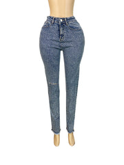 Hot Drill Holes Raw Edge Jeans CH 88028