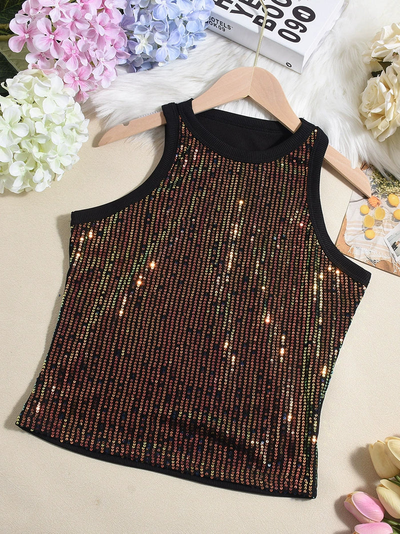 Leopard Print Sequin Tank Tops GYHF 51460TBD