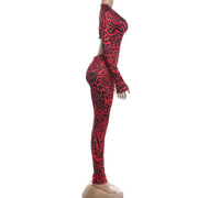 Leopard Print V Neck Tight Jumpsuit GZJQ K6Q01737A