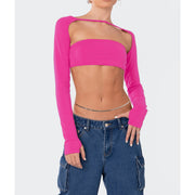 Solid Backless Tube Tos Bandage Two Piece Tops ASL 6680