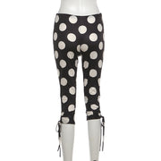 Polka Dot Print Drawstring Seventh Pants GYME K6P08267A