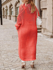 Solid Long Hollow Out Sweater Cardigan Coat FSXF 570