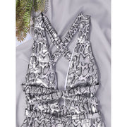 Snake Print Backless Tight One Piece Swimsuit DYSC DY3111194