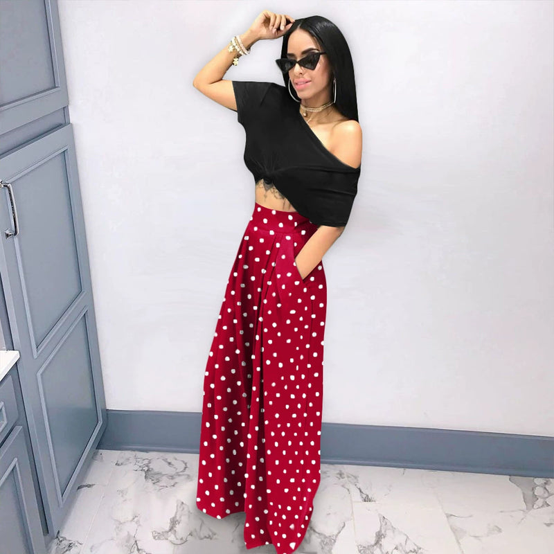 Plus Size Print Loose Wide Leg Pants SH 390198