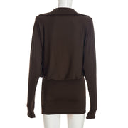 Casual Long Sleeve Ruched Mini Dress GSZM C26DS337