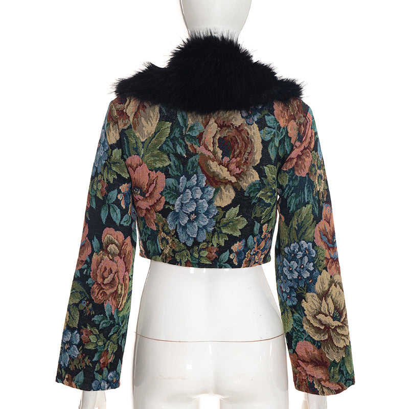 Vintage Floral Jacquard Patchwork Coat GDSF Q26TP222