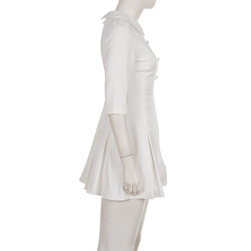 Half Sleeve Single Breasted Mini Dress GPKJ MR50995