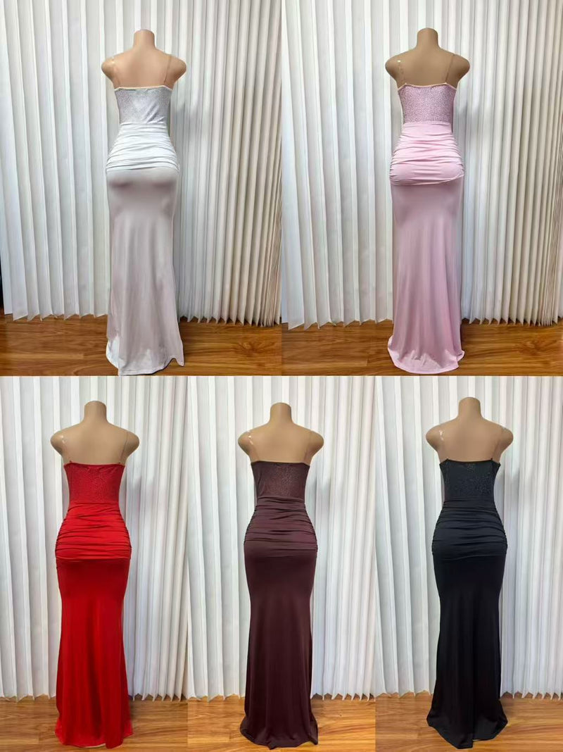 Solid Color Hot Drill Tube Top Dress GADE 11177