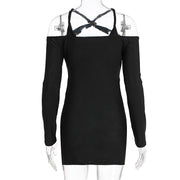 Long Sleeve Solid Color Mini Dress GWSD D1995105