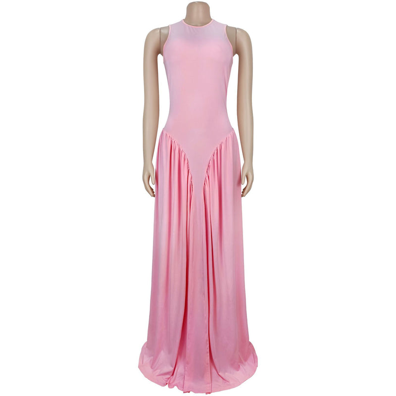 Solid Color Sleeveless Maxi Dress BY 7713