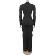 Hot Diamond Long Sleeve Maxi Dress BY 7767