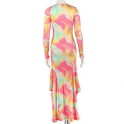 Long Sleeve Print Maxi Dress GJYO JD305682