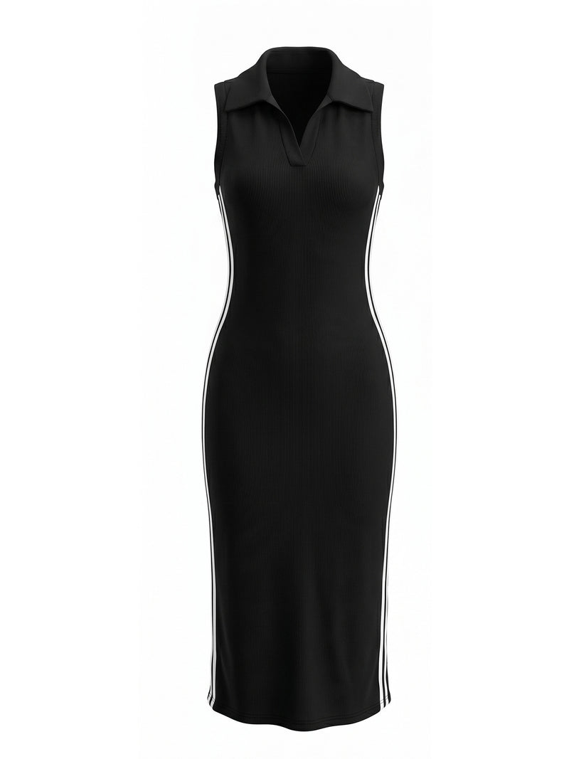 Sleeveless Stripe Patchwork Maxi Dress HNIF YY044