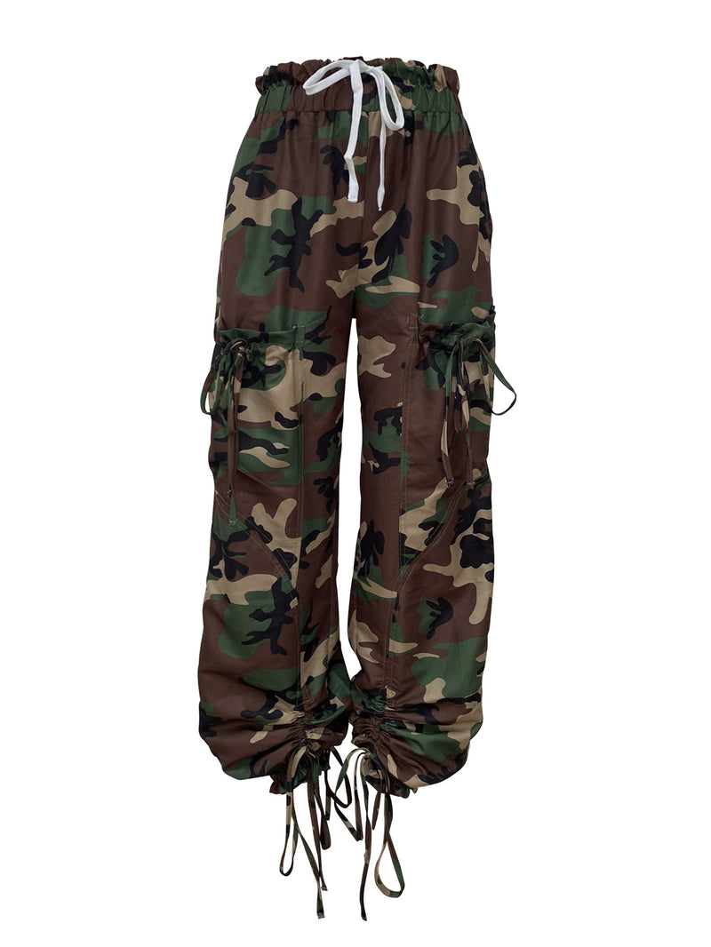 Camouflage Print Lantern Loose Drawstring Pants LSD LD2278