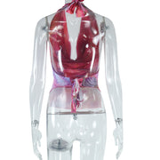 Print Tie Up Backless T Shirts GJYO 012835