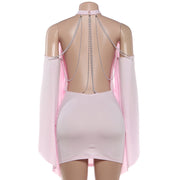 Solid Color Irregular Long Sleeve Mini Dress GZJQ K6D06391A