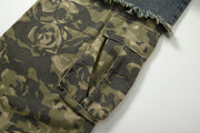Plus Size Camouflage Print Patchwork Holes Jeans GYLN 0513