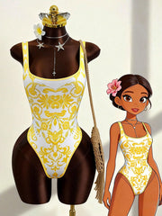 Sleeveless Print One Piece Swimsuit GHYX 8223