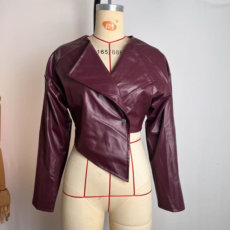 PU Leather Solid Color Coats GPBY 16452