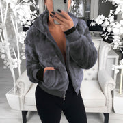 Fashion Solid Color Hooded Loose Plush Jacket GLYY 6001