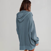 Solid Color Long Sleeve Hooded Coat GSZM ZTP1387