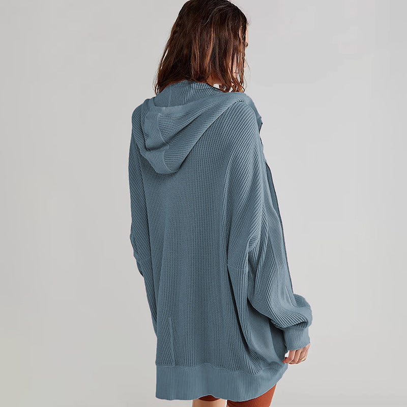 Solid Color Long Sleeve Hooded Coat GSZM ZTP1387