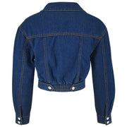 Button Cardigan Long Sleeve Short Denim Jacket GDAM 218578