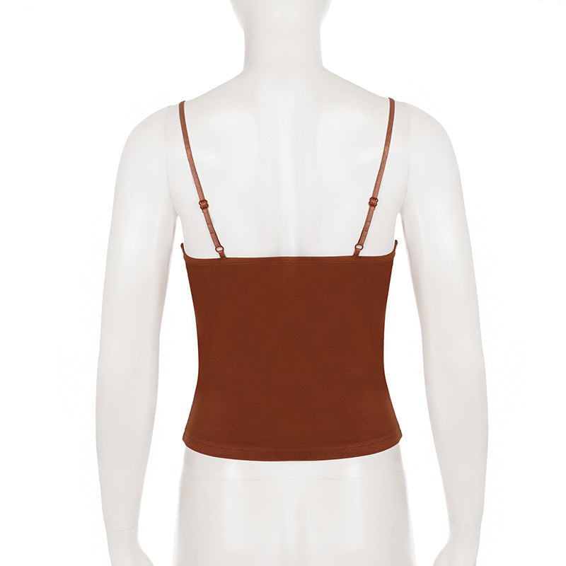Lace Patchwork Hot Drill Sling Vest GPKJ MR48941