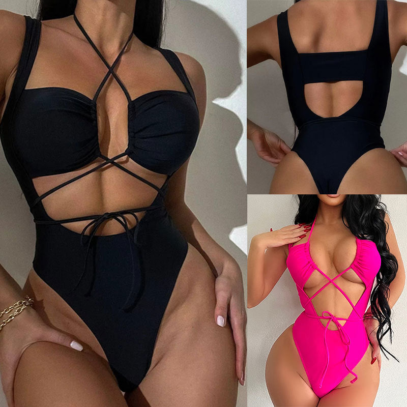 Sexy Tie Up Hollow Out One Piece Swimsuit DYSC DY22A166YYB101013