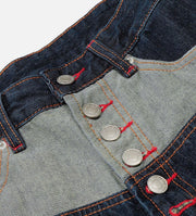 Plus Size Button front Color Block Patchwork Jeans GYLN 4697