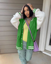 Color Blocking Long Sleeve Knits Jacket Coats TR 1276