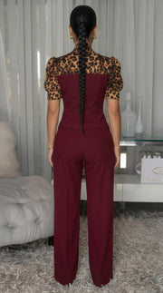 Leopard Patchwork Tie Up Jumpsuit OSM 4497