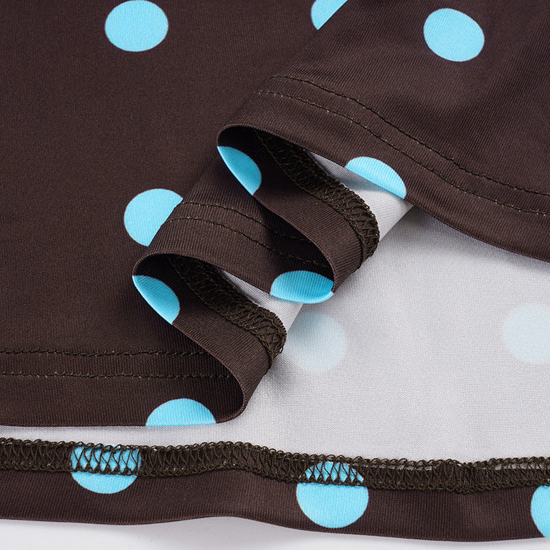 Polka Dots Print Backless Mini Dress GPKJ MR49193