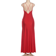 V Neck Backless Split Maxi Dress DLSF K6D14901A