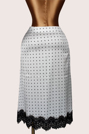 Lace Patchwork Polka Dot Print Mid Skirts GXIY K26L2106