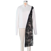 Casual Hooded Lace Patchwork Hoodie Top ZSD 0415