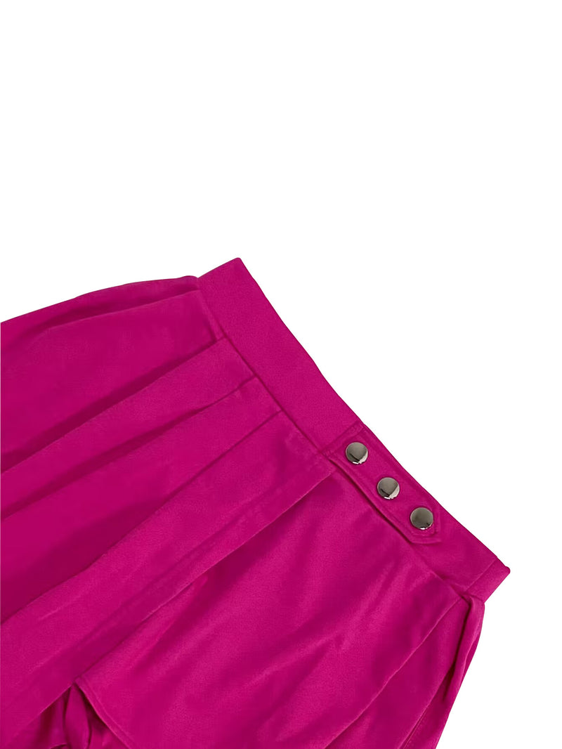 Solid Color Button Shorts Culottes LSD 9144