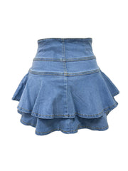 Casual Zipper Double Layer Ruffle Skirt LSD 2227